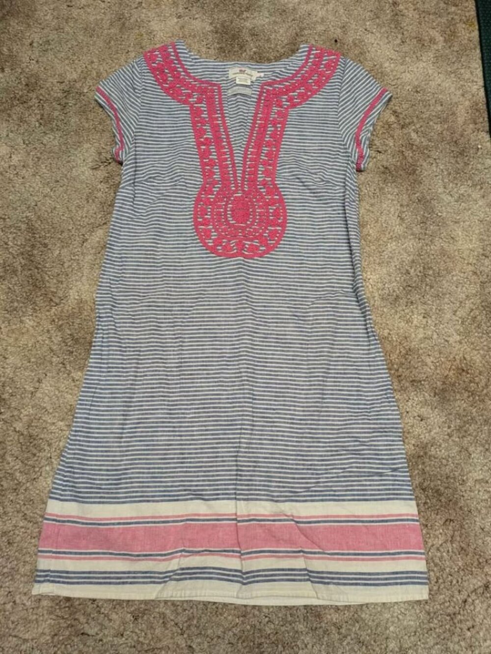 Vineyard Vines Embroidered Linen Cotton Tunic Dress